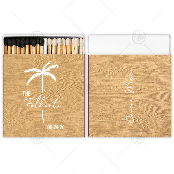 Palm Tree Wedding Matchbox Two-Chamber Matchbox (Foil)