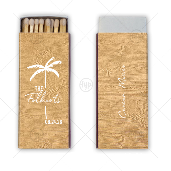 Palm Tree Wedding Matchbox Candle Matchbox (Foil)
