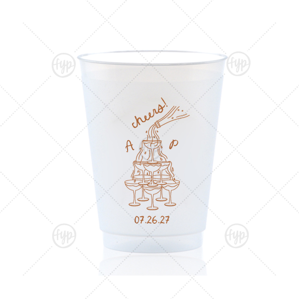 Champagne Tower Initials Cup 16-oz. Frosted Cup (Ink)