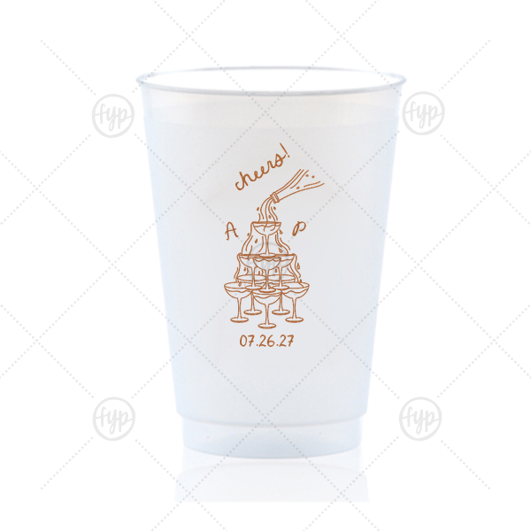 Champagne Tower Initials Cup 20-oz. Frosted Cup (Ink)
