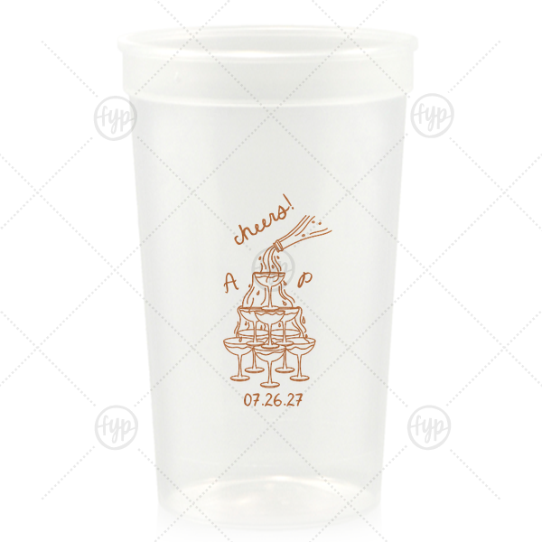 Champagne Tower Initials Cup 32-oz. Stadium Cup (Ink)
