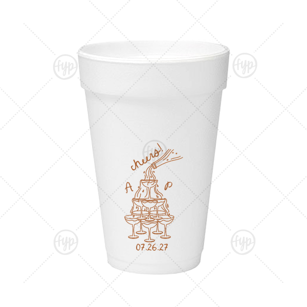 Champagne Tower Initials Cup 16-oz. Styrofoam Cup (Ink) 