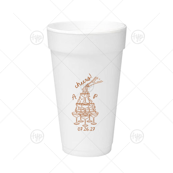 Champagne Tower Initials Cup 20-oz. Styrofoam Cup (Ink) 