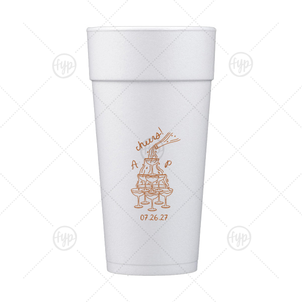 Champagne Tower Initials Cup 24-oz. Styrofoam Cup (Ink) 