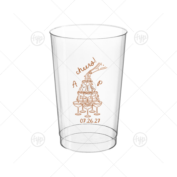 Champagne Tower Initials Cup 12-oz. Hard Plastic Cup (Ink)