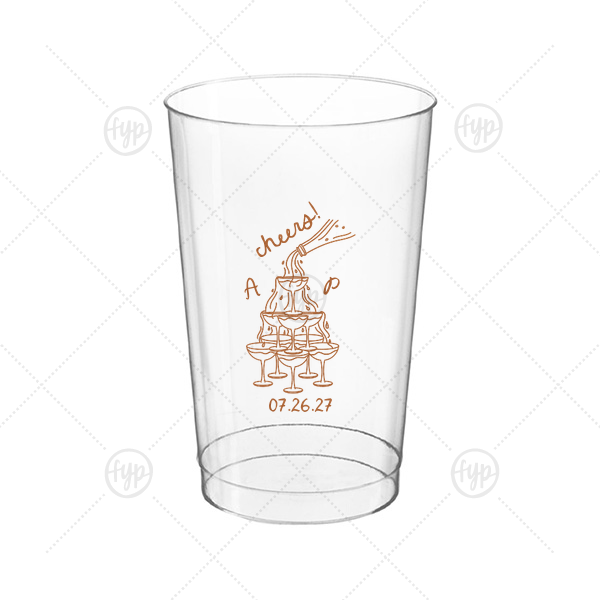 Champagne Tower Initials Cup 14-oz. Hard Plastic Cup (Ink)