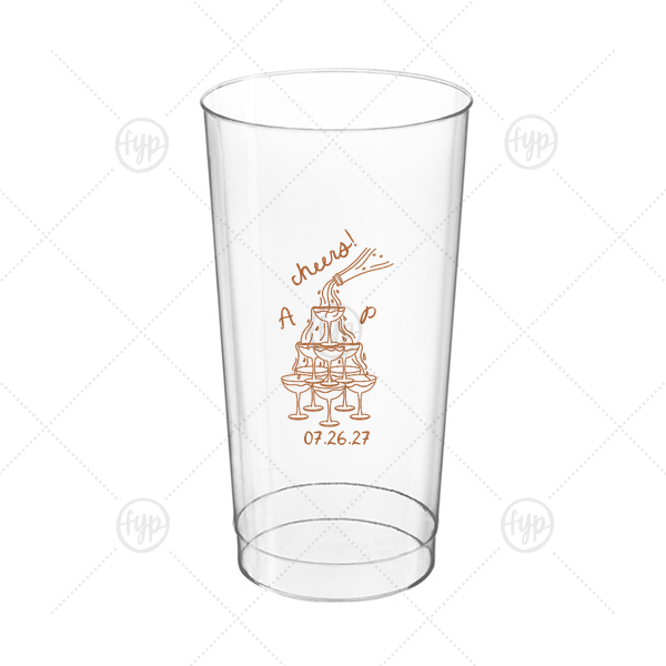 Champagne Tower Initials Cup 16-oz. Hard Plastic Cup (Ink)