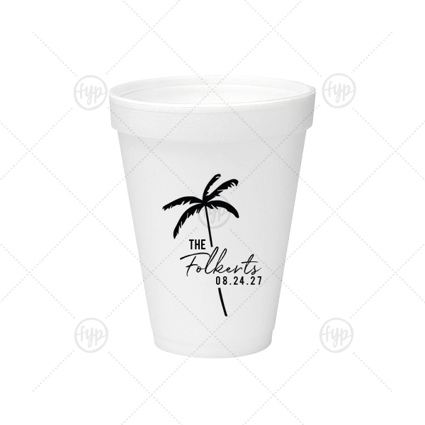 Palm Tree Family Name Cup 12-oz. Styrofoam Cup (Ink) 