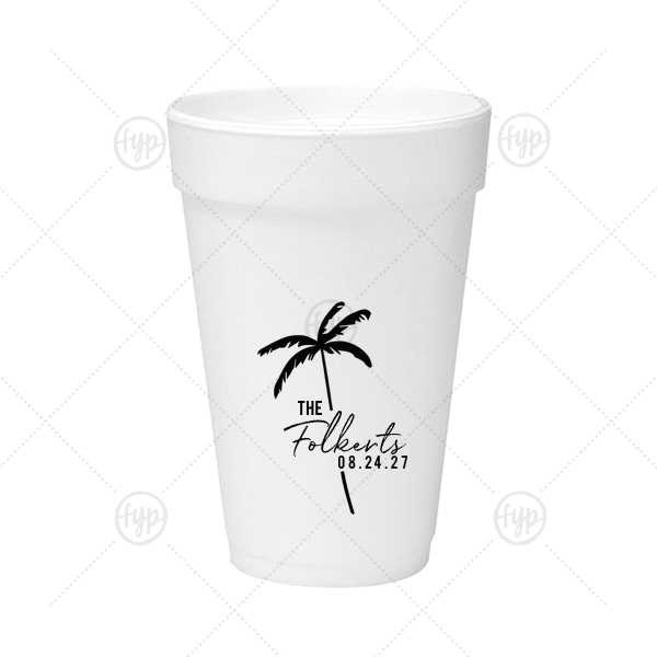 Palm Tree Family Name Cup 16-oz. Styrofoam Cup (Ink) 