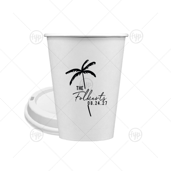 Palm Tree Family Name Cup 12-oz. Single Wall Paper Hot Cup (Ink)