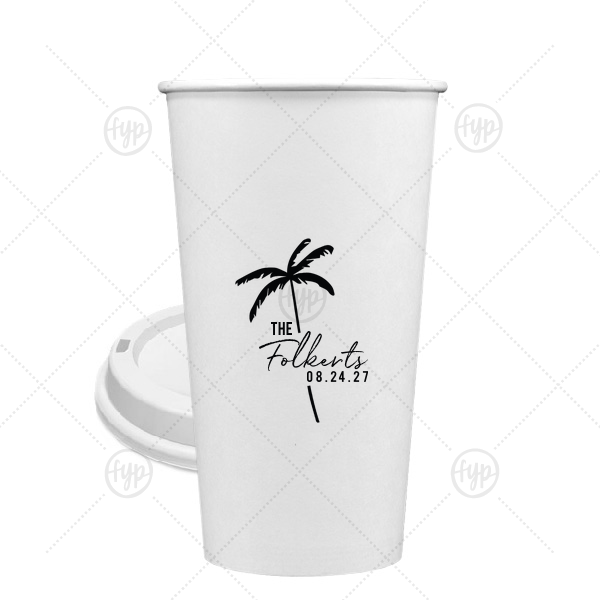 Palm Tree Family Name Cup 20-oz. Single Wall Paper Hot Cup (Ink)