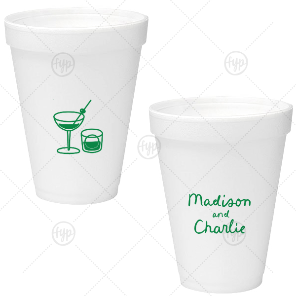 Cocktail Hour Couples Cup 12-oz. Styrofoam Cup (Ink) 