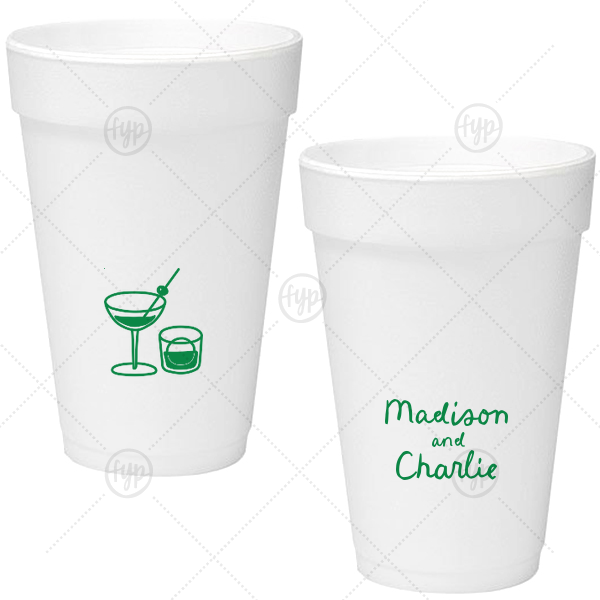 Cocktail Hour Couples Cup 16-oz. Styrofoam Cup (Ink) 