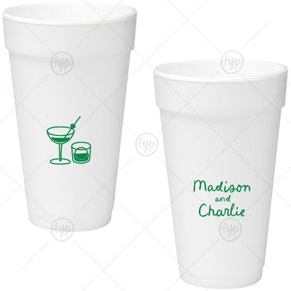 Cocktail Hour Couples Cup 20-oz. Styrofoam Cup (Ink) 
