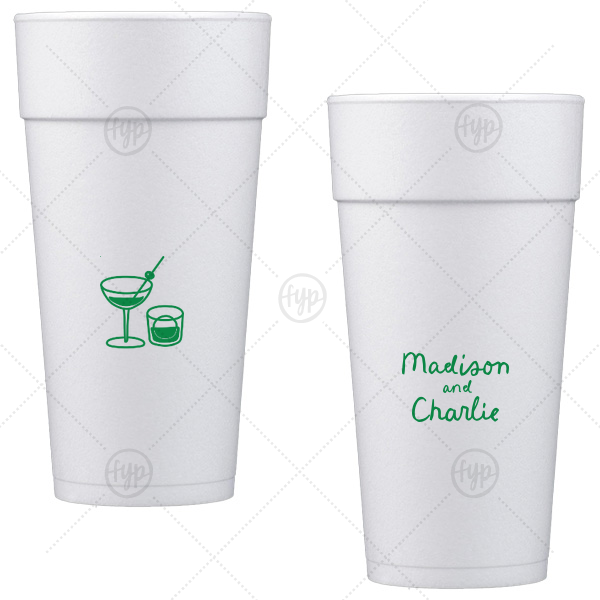 Cocktail Hour Couples Cup 24-oz. Styrofoam Cup (Ink) 