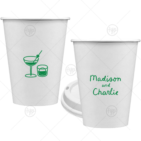Cocktail Hour Couples Cup 12-oz. Single Wall Paper Hot Cup (Ink)