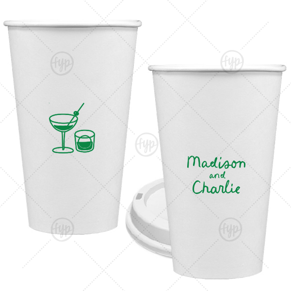 Cocktail Hour Couples Cup 16-oz. Single Wall Paper Hot Cup (Ink)