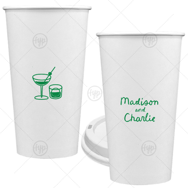 Cocktail Hour Couples Cup 20-oz. Single Wall Paper Hot Cup (Ink)