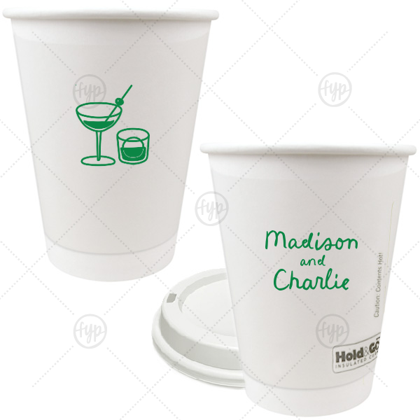 Cocktail Hour Couples Cup 12-oz. Double Wall Paper Hot Cup (Ink)