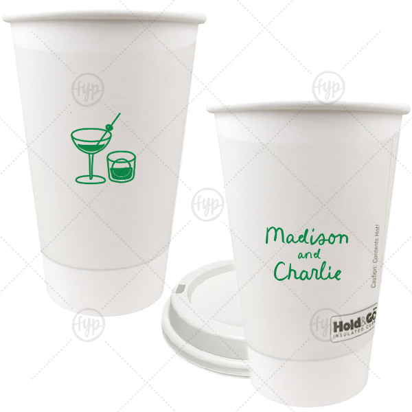Cocktail Hour Couples Cup 16-oz. Double Wall Paper Hot Cup (Ink)