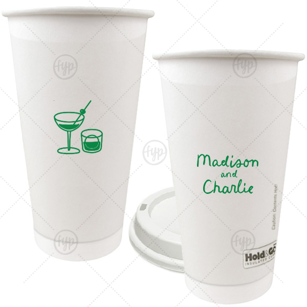 Cocktail Hour Couples Cup 20-oz.Double Wall Paper Hot Cup (Ink)