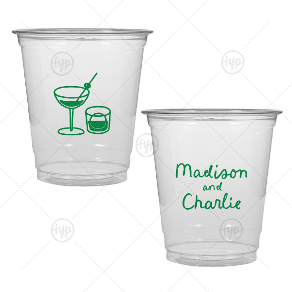 Cocktail Hour Couples Cup 8-oz. Soft Plastic Cup (Ink)