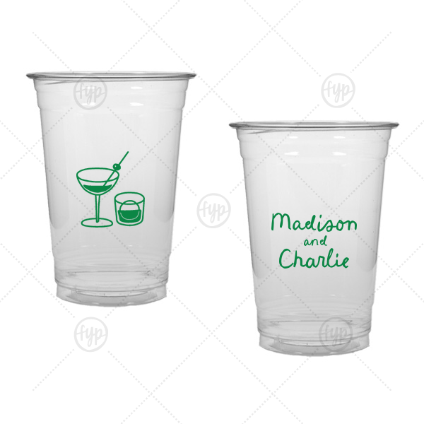 Cocktail Hour Couples Cup 10-oz. Soft Plastic Cup (Ink)