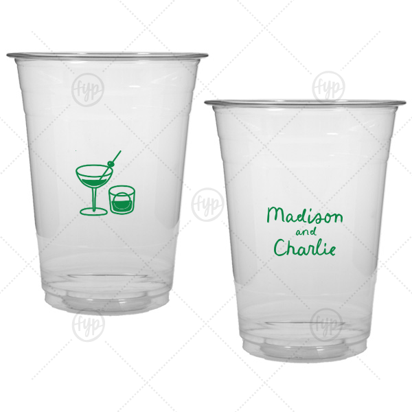 Cocktail Hour Couples Cup 16-oz. Soft Plastic Cup (Ink)