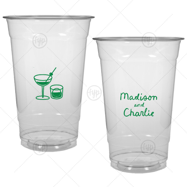 Cocktail Hour Couples Cup 20-oz. Soft Plastic Cup (Ink)