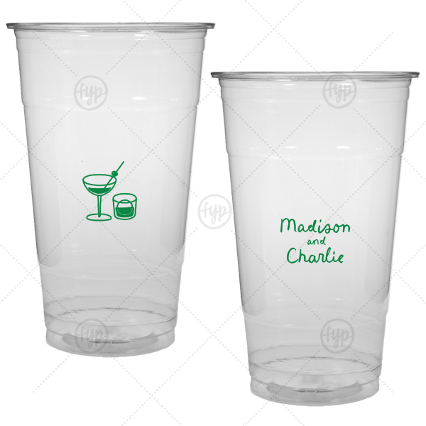Cocktail Hour Couples Cup 24-oz. Soft Plastic Cup (Ink)