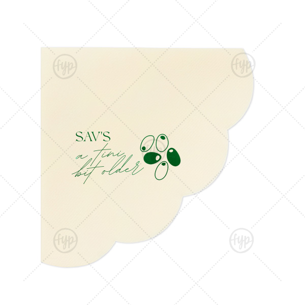 Olive Birthday Scalloped Napkin Scalloped Luncheon Napkin (Foil)