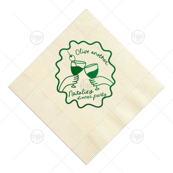Olive Another Ribbon Frame Napkin Cocktail Napkin (Foil)