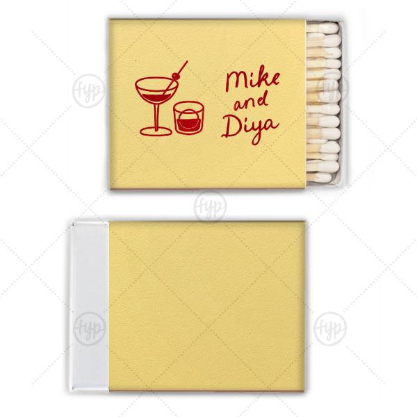 Cocktail Hour Couples Matchbox Square Matchbox (Foil)
