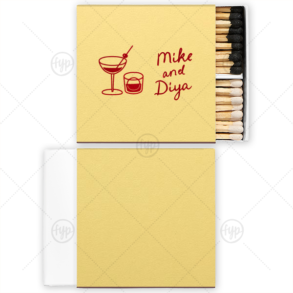 Cocktail Hour Couples Matchbox Two-Chamber Matchbox (Foil)