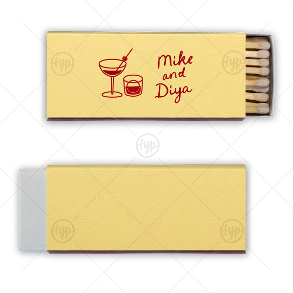 Cocktail Hour Couples Matchbox Candle Matchbox (Foil)