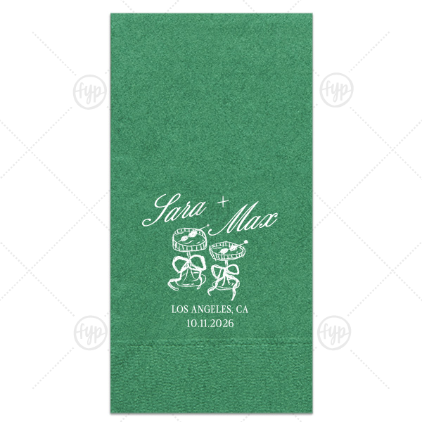 Wedding Glass & Bow Napkin Paper Guest Towel (Foil)