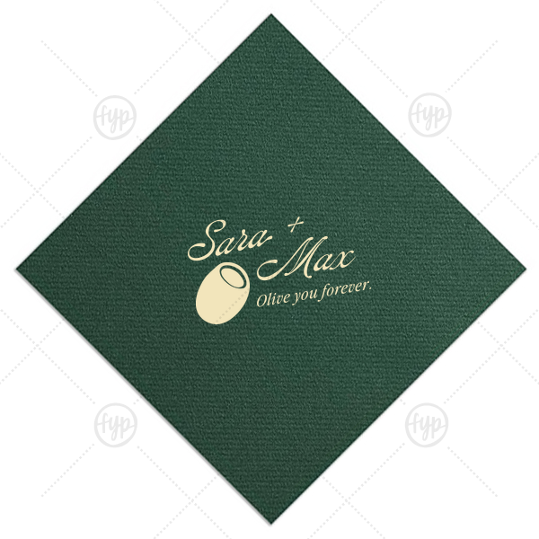 Olive You Forever Napkin Cocktail Napkin (Foil)