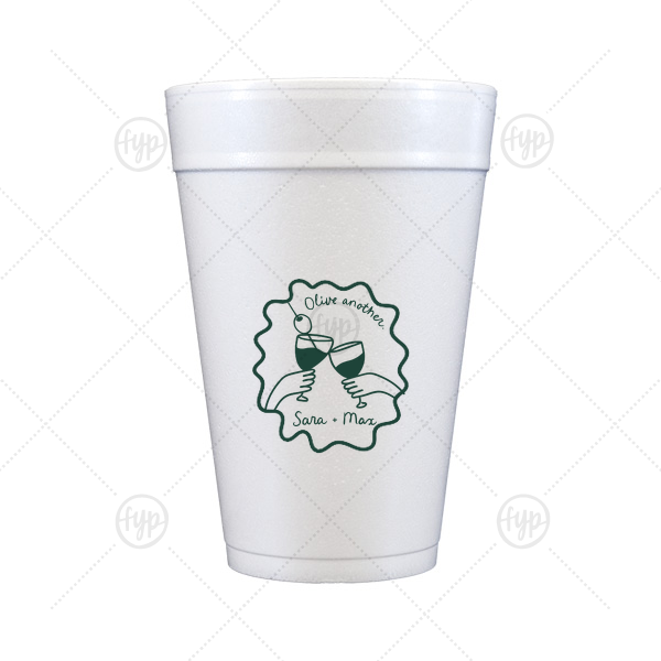 Olive Another Cheers Cup 32-oz. Styrofoam Cup (Ink) 
