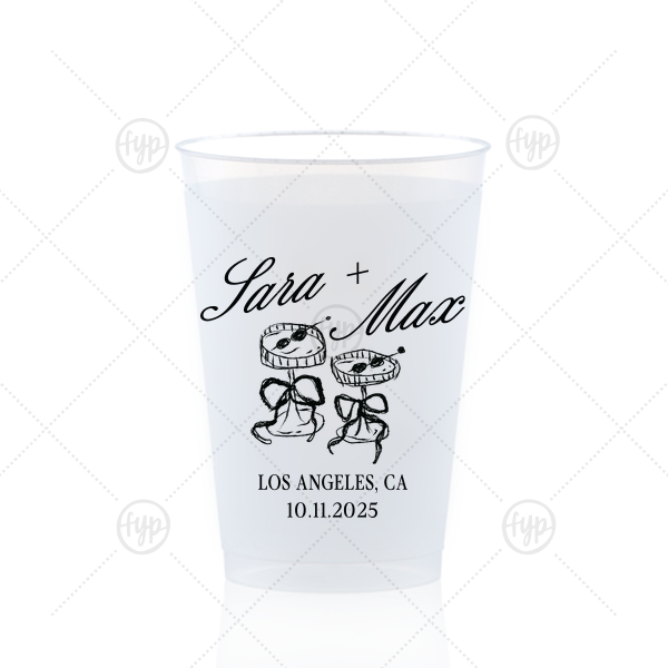Wedding Glass & Bow Cup 12-oz. Frosted Cup (Ink)