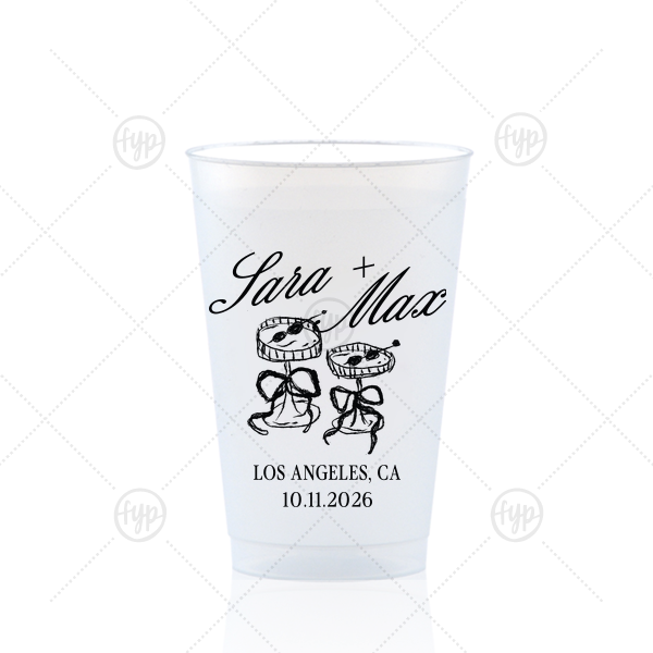 Wedding Glass & Bow Cup 14-oz. Frosted Cup (Ink)