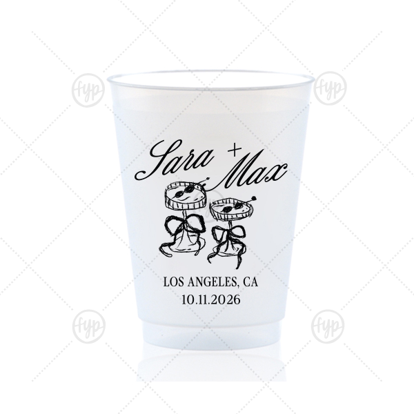 Wedding Glass & Bow Cup 16-oz. Frosted Cup (Ink)