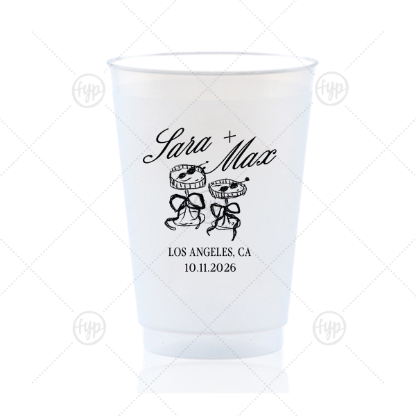 Wedding Glass & Bow Cup 20-oz. Frosted Cup (Ink)