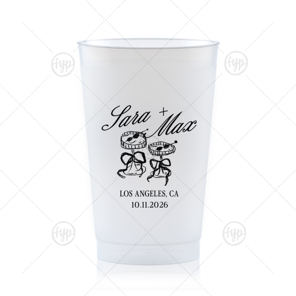 Wedding Glass & Bow Cup 24-oz. Frosted Cup (Ink)