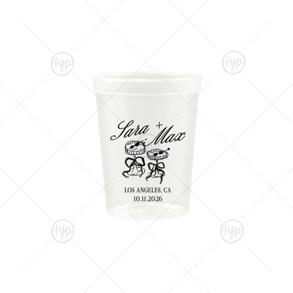 Wedding Glass & Bow Cup 12-oz. Stadium Cup (Ink)