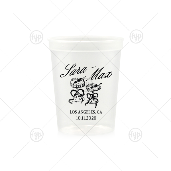 Wedding Glass & Bow Cup 16-oz. Stadium Cup (Ink)