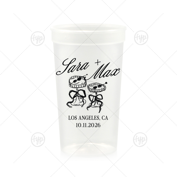 Wedding Glass & Bow Cup 22-oz. Stadium Cup (Ink)