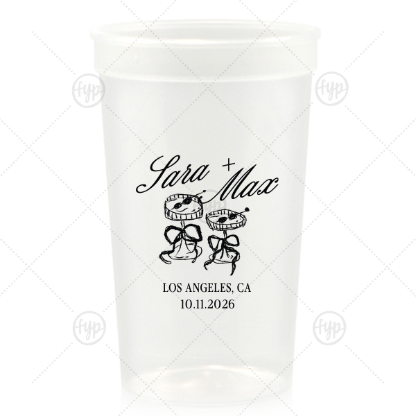 Wedding Glass & Bow Cup 32-oz. Stadium Cup (Ink)