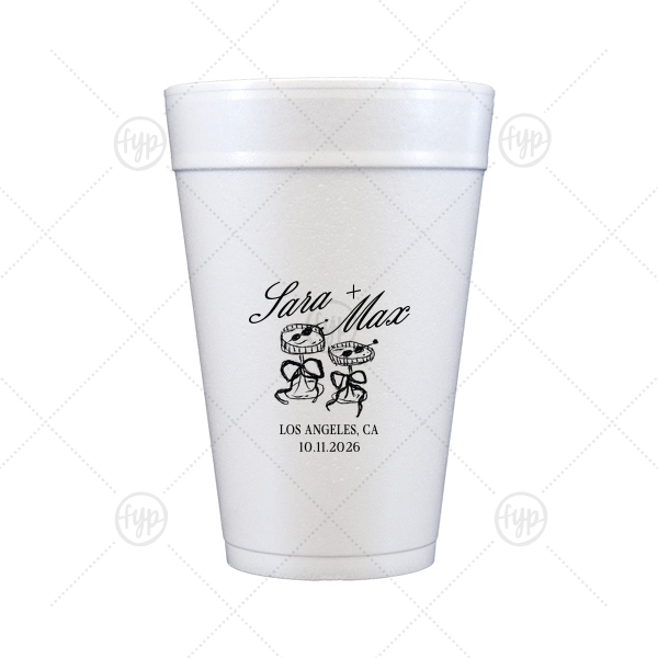 Wedding Glass & Bow Cup 32-oz. Styrofoam Cup (Ink) 