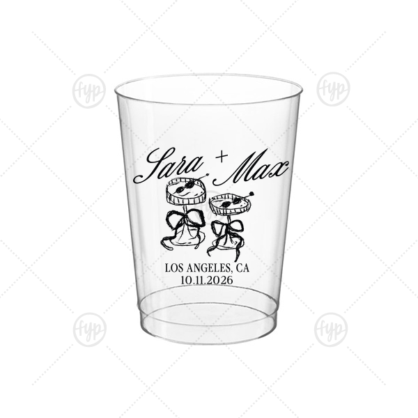 Wedding Glass & Bow Cup 10-oz. Hard Plastic Cup (Ink)