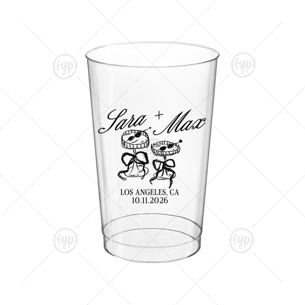 Wedding Glass & Bow Cup 12-oz. Hard Plastic Cup (Ink)